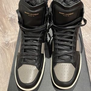 Saint Laurent Court Classic Leather High-Top Sneakers